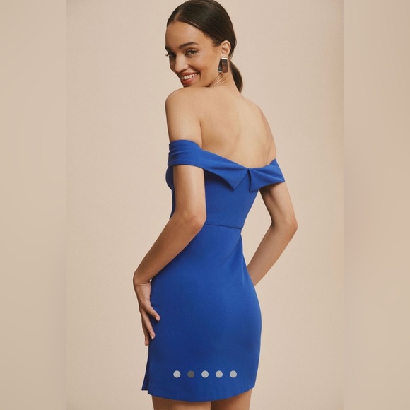 BHLDN Maci Off-The-Shoulder Stretch Crepe Mini Dress LBD - Picture 7 of 11